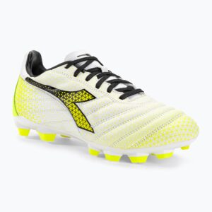 Buty piłkarskie dziecięce Diadora Brasil Elite GR LT LPU Y white/black/fluo yellow