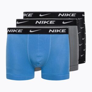 Bokserki męskie Nike Everyday Cotton Stretch Trunk 3 pary swoosh print/grey/uni. blue