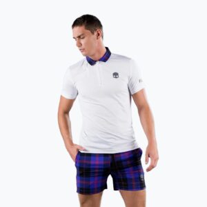 Koszulka polo tenisowa męska HYDROGEN Tartan Zipped Tech Polo white T00518E82