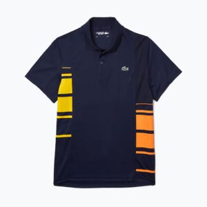 Koszulka polo tenisowa męska Lacoste DH0866 navy blue/broom mandarin